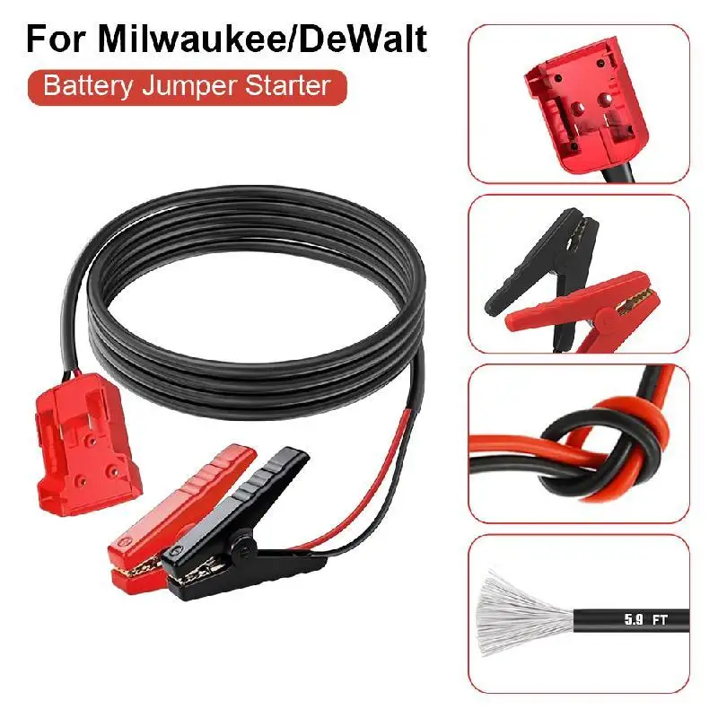 Jumper Cable Fixture Milwaukee M18, 5.9 Ft 8AWG Portable Battery Jumper Starter Car Booster Cable For Car Jump Start Using Tools