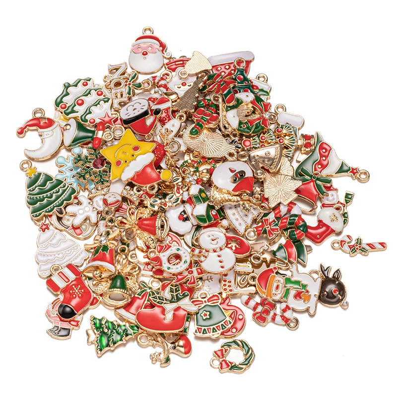 20/40pcs Random Mixed Christmas Pendant Charms For DIY Earring Necklace Bracelet Jewelry Making Supplies Decor Craft Accessories - Image 5