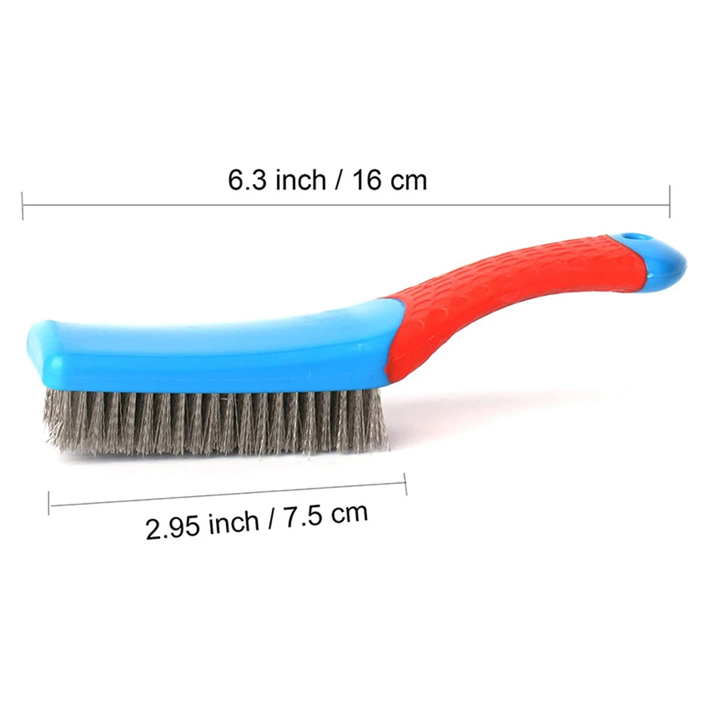 1 Pcs 160 Mm Multipurpose Steel Wire Brush Plastic Handle Rust Removal Kitchen Cleaning Industrial Cleaning Accessories