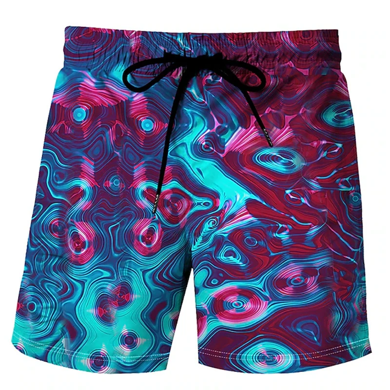 Classic Vertigo Pattern 3D Print Beach Short Pants Mens Rainbow Shorts Swim Trunks Kid Summer Board Shorts Funny  Mens Clothing