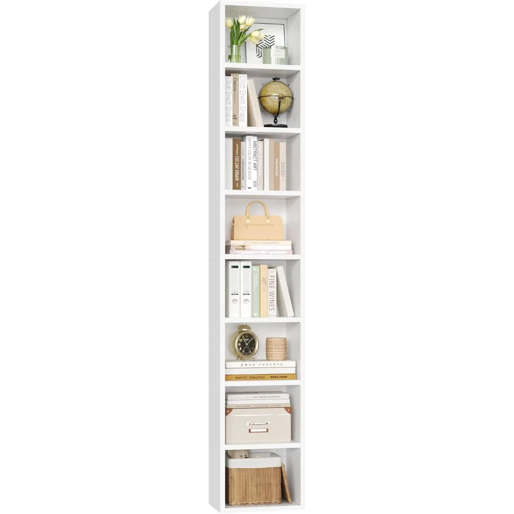 

8-Tier Media Tower Rack, 11.6 X 9.3 X 70.9 Inches CD DVD Slim Storage Cabinet with Adjustable Shelves, Tall Narrow Bookcase Dis