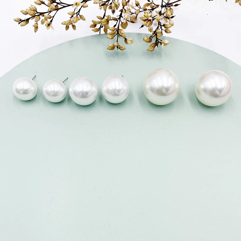 MINAR 2cm Big Simulated Pearl Earrings Temperament Simple Personality White Statement Earrings Korean Earrings  Jewelry Gift