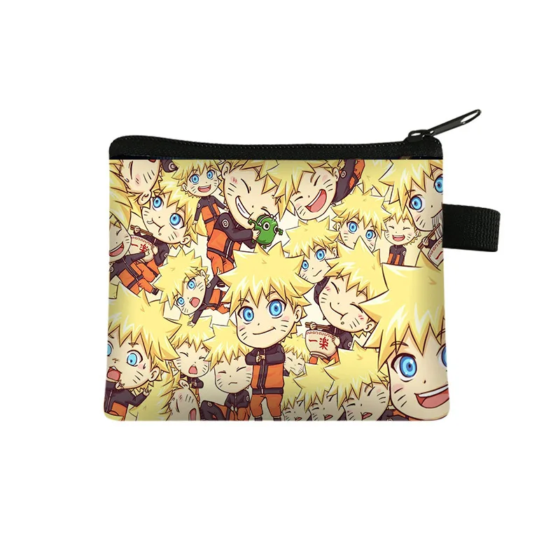 Naruto Coin Wallet Cartoon Print Handbag Sasuke Mini Storage Bag Headphone Case Loose Change Card Bag Student Gift