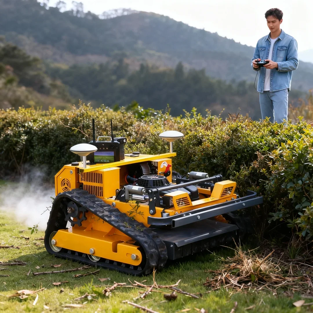 Customized Multifunctional Land Reclamation Robot - GPS Remote Control Crawler Lawn Mower for Embankment Garden Large Areas