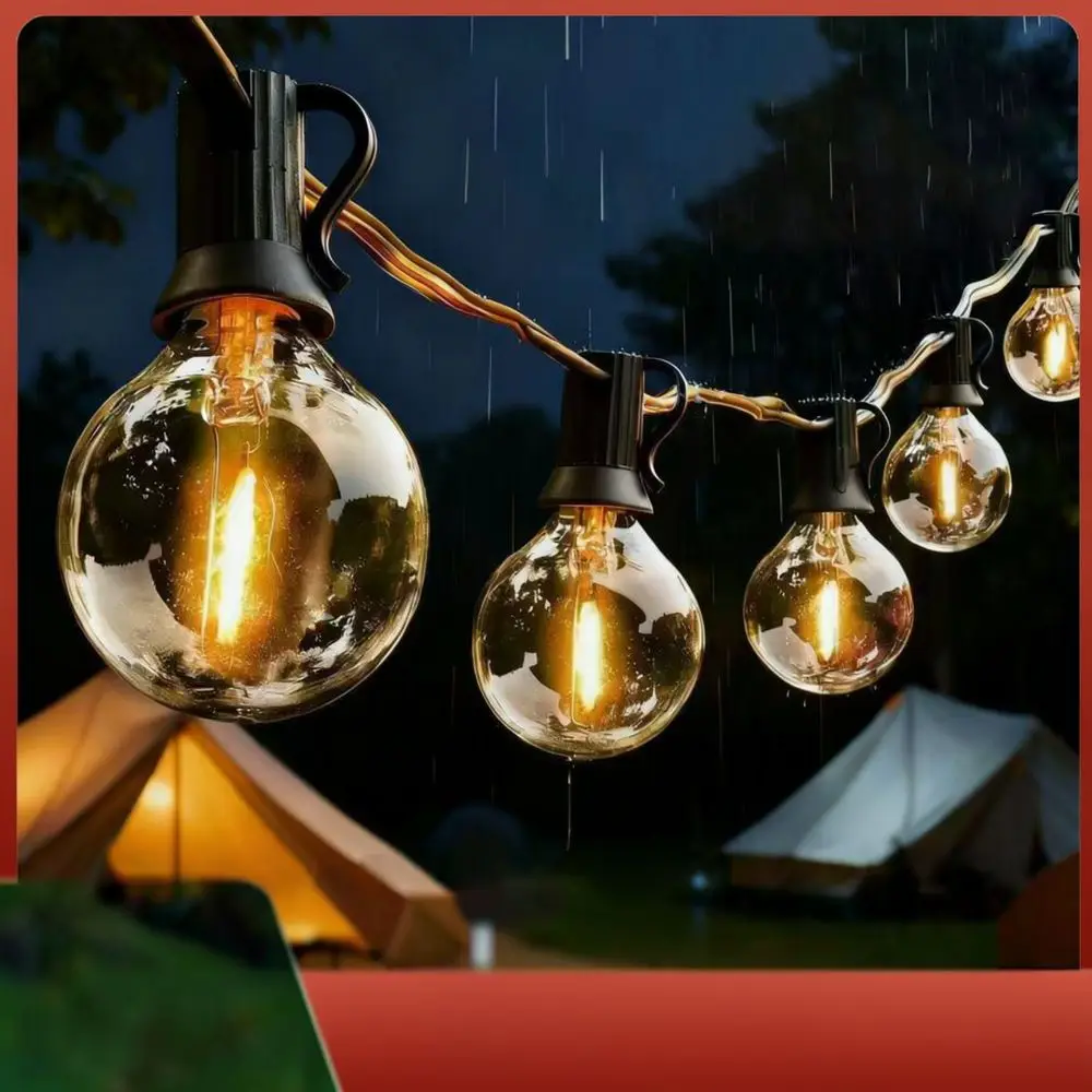 Solar G40 String Lights Outdoor Edison Bulb Waterproof Decorative Fairy Lamp For Patio Porch Garden Party Decor