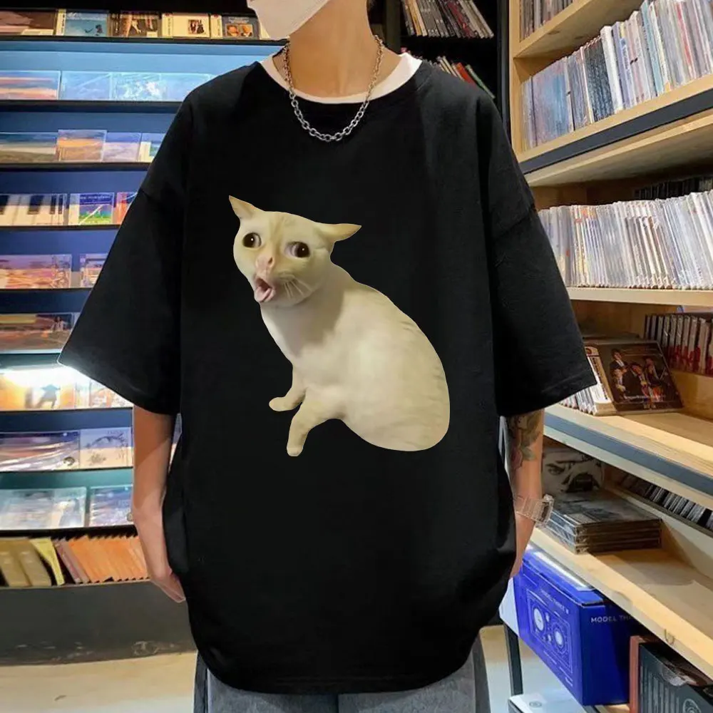 

2024 Funny Cat Graphic T Shirts Summer Fashion Kawaii Short Sleeve T-shirt Men Women Casual Cute Oversized T-shirts Streetwear