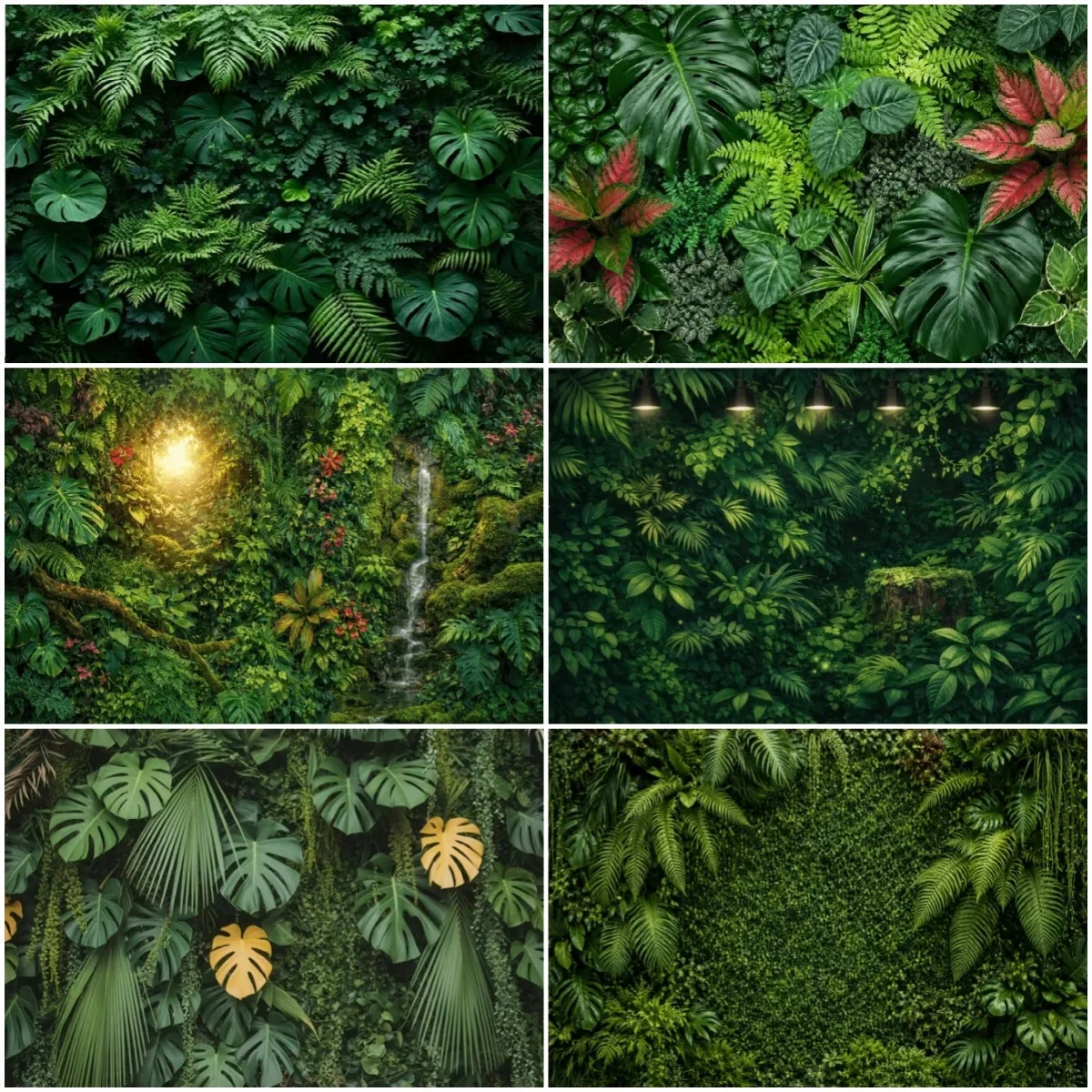 Green Plant Versatile Jungle Backdrop Stone Wall Green Tropical Rainforest Photography  Background Natural Scenery Room Decor