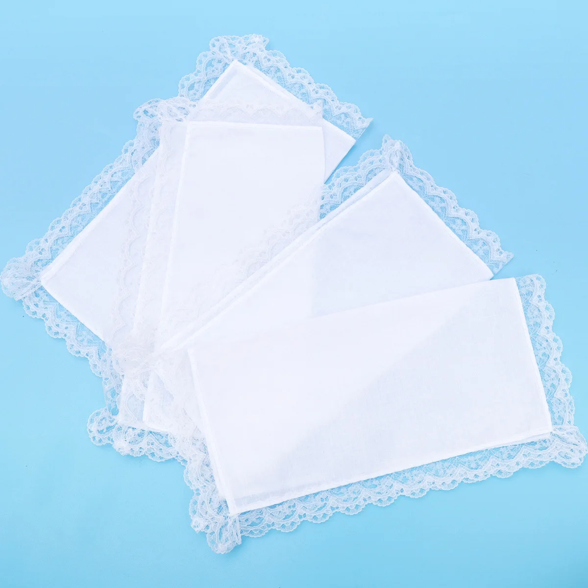 4 pçs lenço de algodão branco puro renda borda bordado estilo minimalista suave durável lavagem fácil uso qualidade premium branco