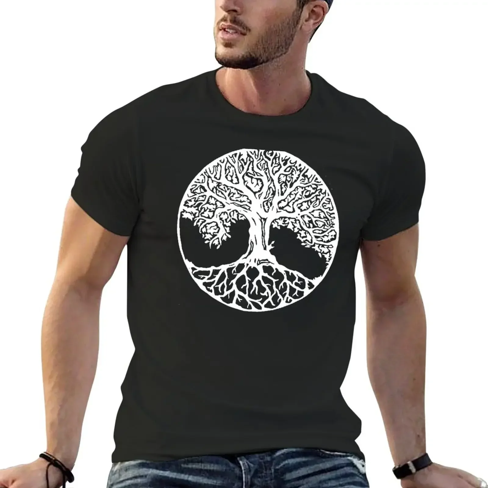 Yggdrasil Kamon T-Shirt Blouse summer clothes for a boy mens plain t shirts Crewneck Round Collar heavyweight Informal fashion