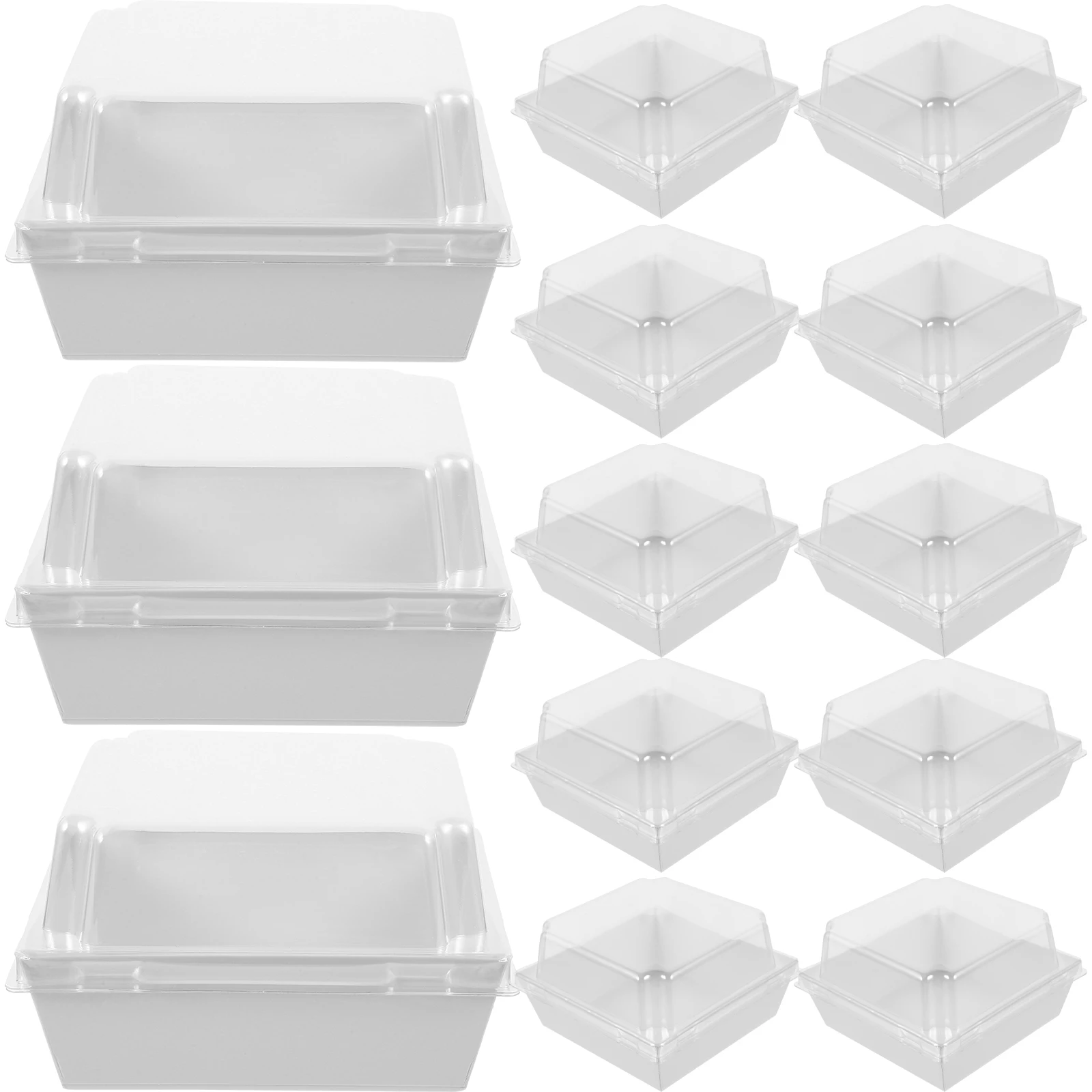 

50pcs Disposable Food Boxes for Bakery Cakes Cookies Sandwiches 6 Size Paper Containers Plastic Packaging