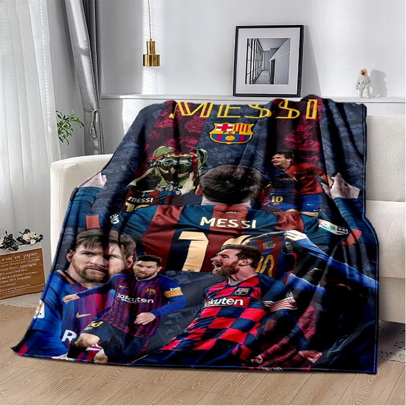 3D Ziegen-Messi Fußball-Sportstar Flanell-Decke Weiche Warme Wurfdecke für Schlafzimmer Wohnzimmer Bett Reisen Camping Picknick Geschenk