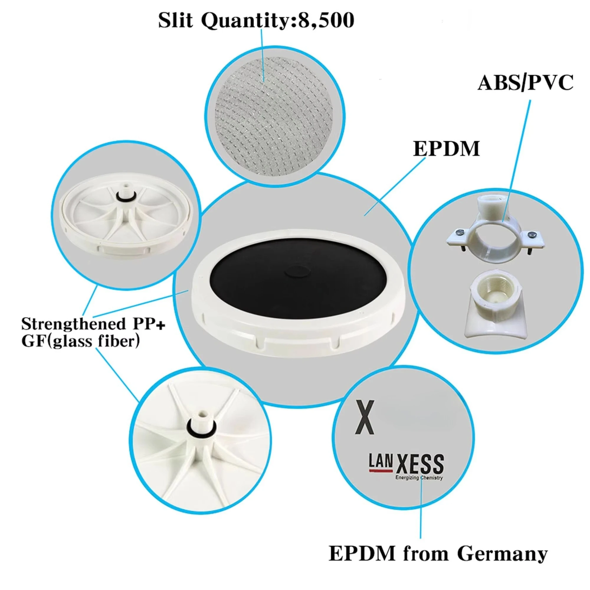 Aquaculture pond disc air diffuser sewage fine bubble aeration diffuser