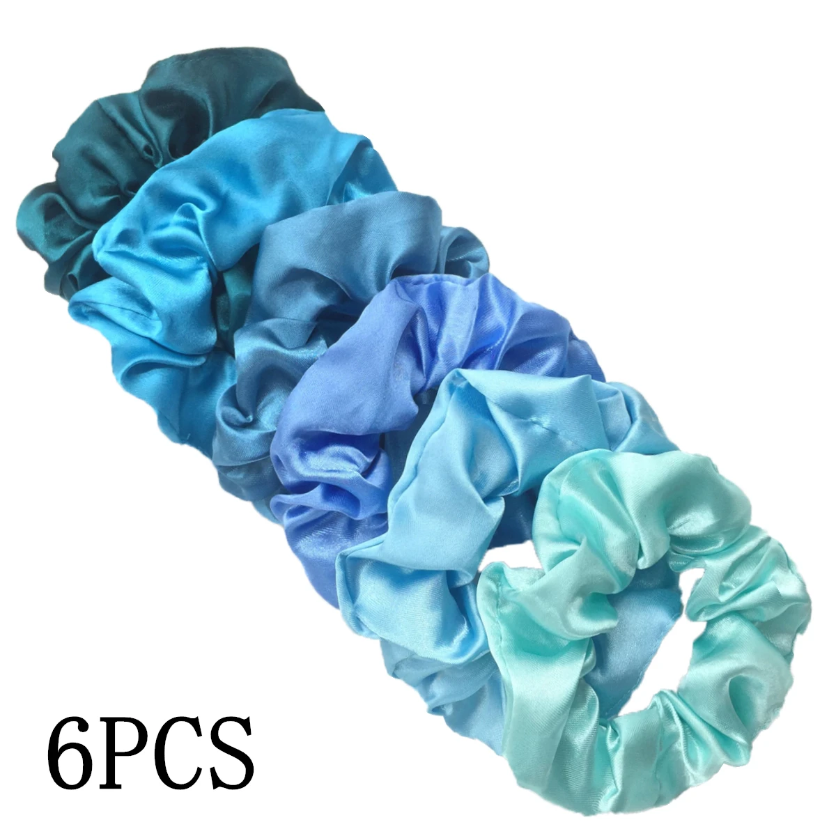 6 stks/partij Haar Scrunchies Bands Scrunchy Ties Touwen Paardenstaart Houder voor Vrouwen of Meisjes Accessoires Satijnen Hoofddeksels Effen 100 Kleur