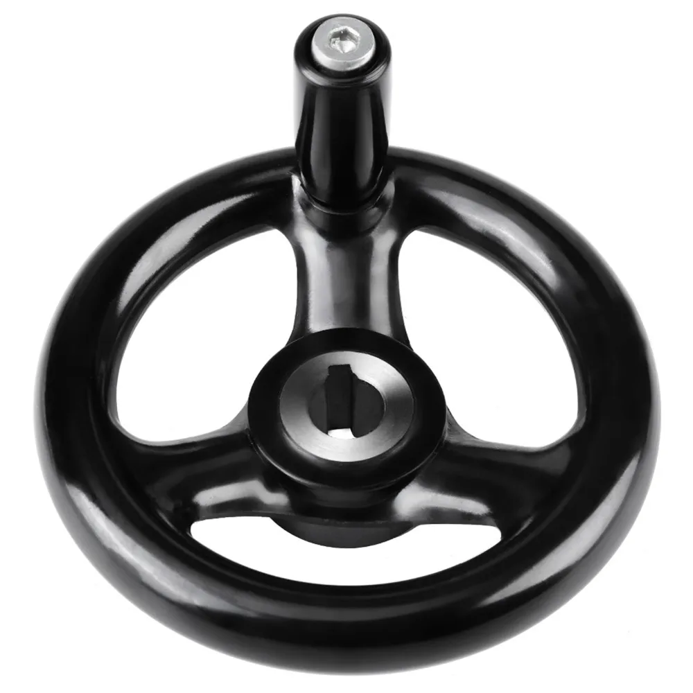 12mm Hole Round Hand Wheel Black Color Folding Disassemble Metal Hand Wheel Revolving Handle 12*100mm Size Adjustment Hand Wheel