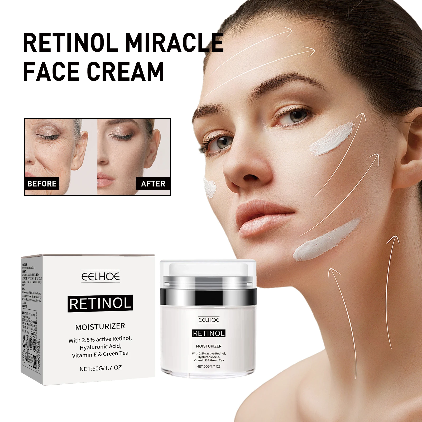 

EELHOE Retinol Cream Moisturizing and Hydrating to Desalinate Fine Line Law to Tighten Face Skin around Eye Line