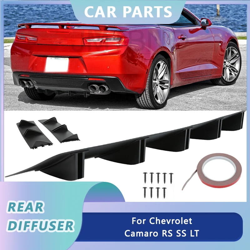 

1Pcs Rear Bumper Lip Diffuser Spoiler Splitter Shark 5 Fins For Chevrolet Camaro RS SS LT 81.5cm Universal Car Accessories