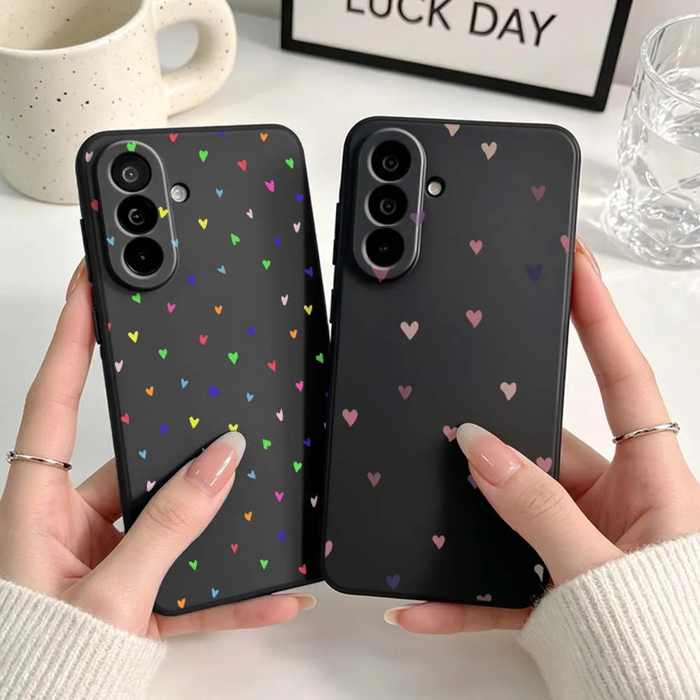 Pink Love Heart For Samsung A04 A05 A06 A07 A12 A3 A14 A15 A16 A17 A23 A24 A25 A26 A32 A22 A31 Black Phone Case