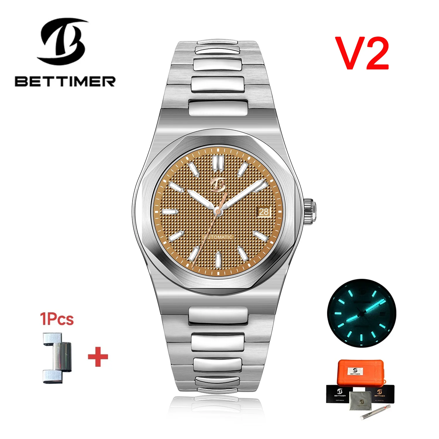 2025 جديد BETTIMER ساعات آلية أوتوماتيكية للرجال PT5000 زجاج الياقوت الفاخرة الرياضة 10Bar ساعة BWG-9 Relogios Masculino
