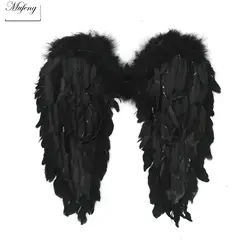 Halloween Feather Wings White Black Angel Wings Devil Wings with Elastic Straps for Adult Teens Christmas Costume Accessories