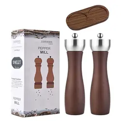 Manual Salt and Pepper Grinder Sets 304 Stainless Steel Head Home Cooks Spice Grinder Adjustable Ceramic Shaker Pepper Mill Set