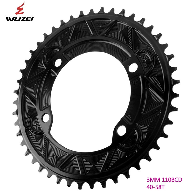 

WUZEI 110BCD (3mm offset) Road Bike Chainring 40T-58T Narrow Wide Sprocket 8 9 10 11 12Speed for Shimano R7000 R8000 R9100 Crank