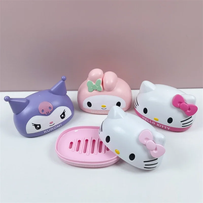 

Sanrio Hello Kitty Soap Box Anime Cartoon Cute Kuromi My Melody Dormitory Girl&Child Supplies Drain Rack Fashion Holiday Gifts