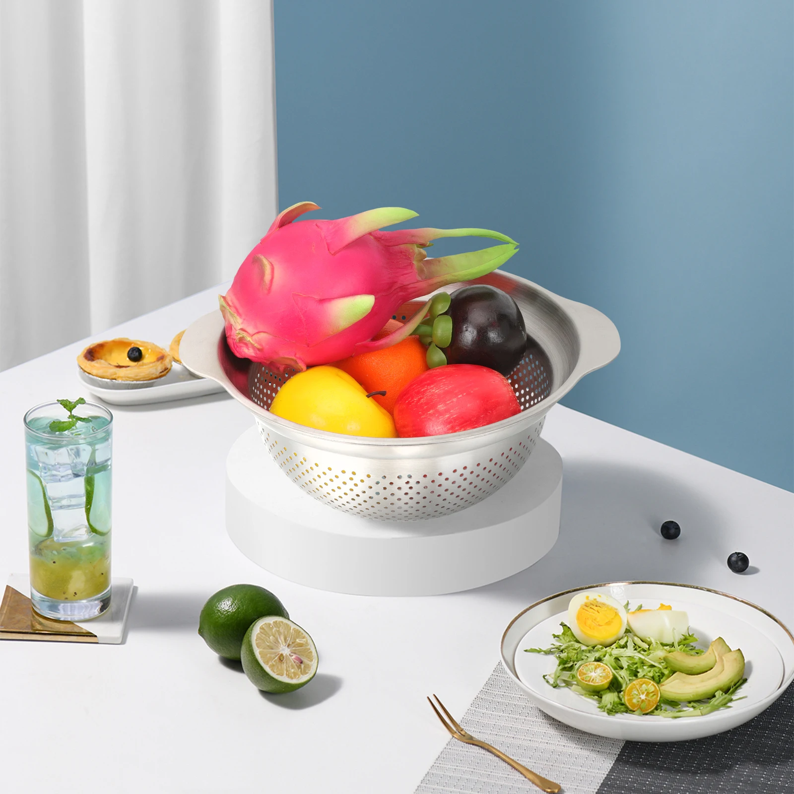 

Stainless Steel Colander 304 Grade Thickened Basin Handles for Rice Washing Vegetable Straining Pasta Draining Kitchen