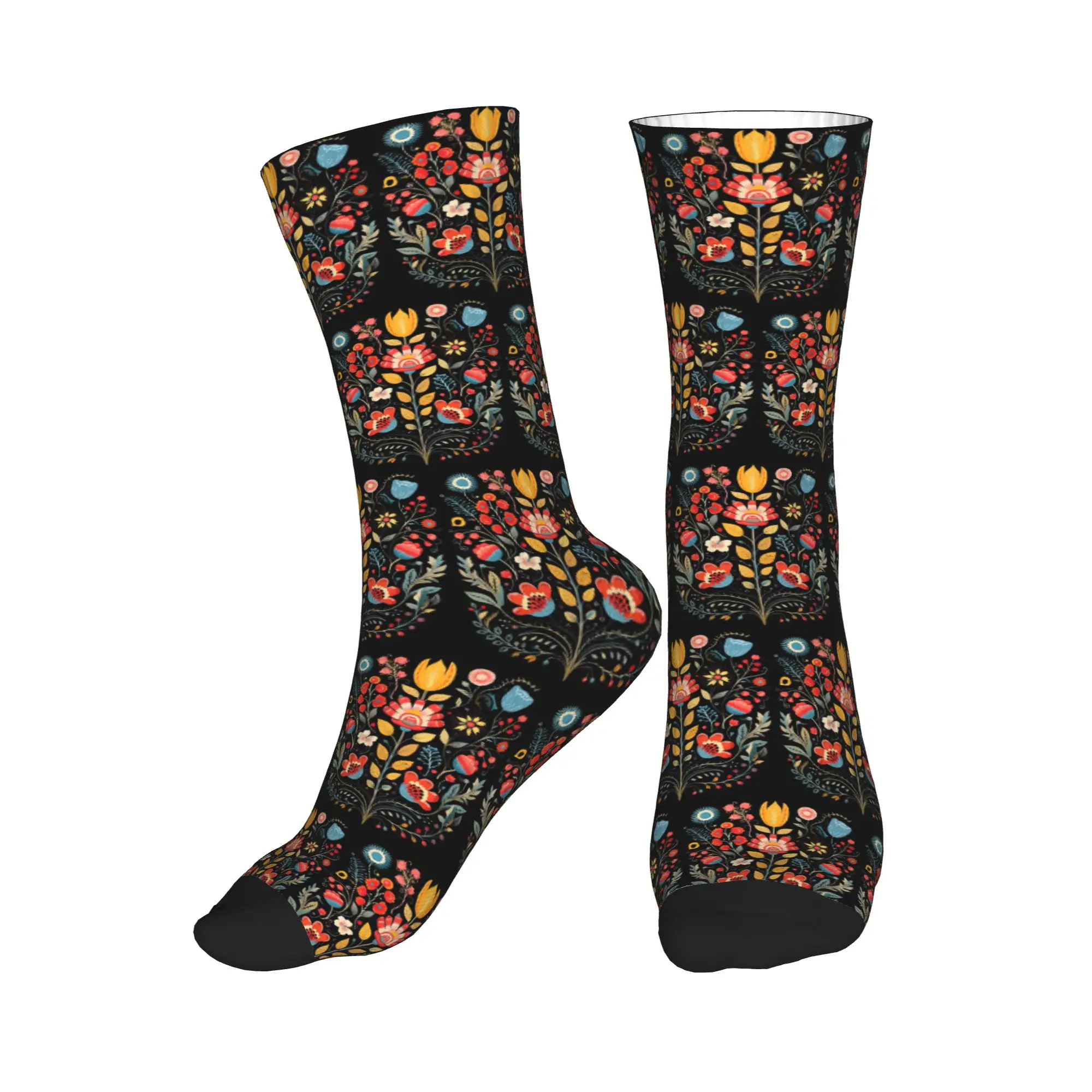 

Всесезонные носки с польским народным цветочным принтом, спортивные носки средней длины, повседневные носки для мужчин и женщин