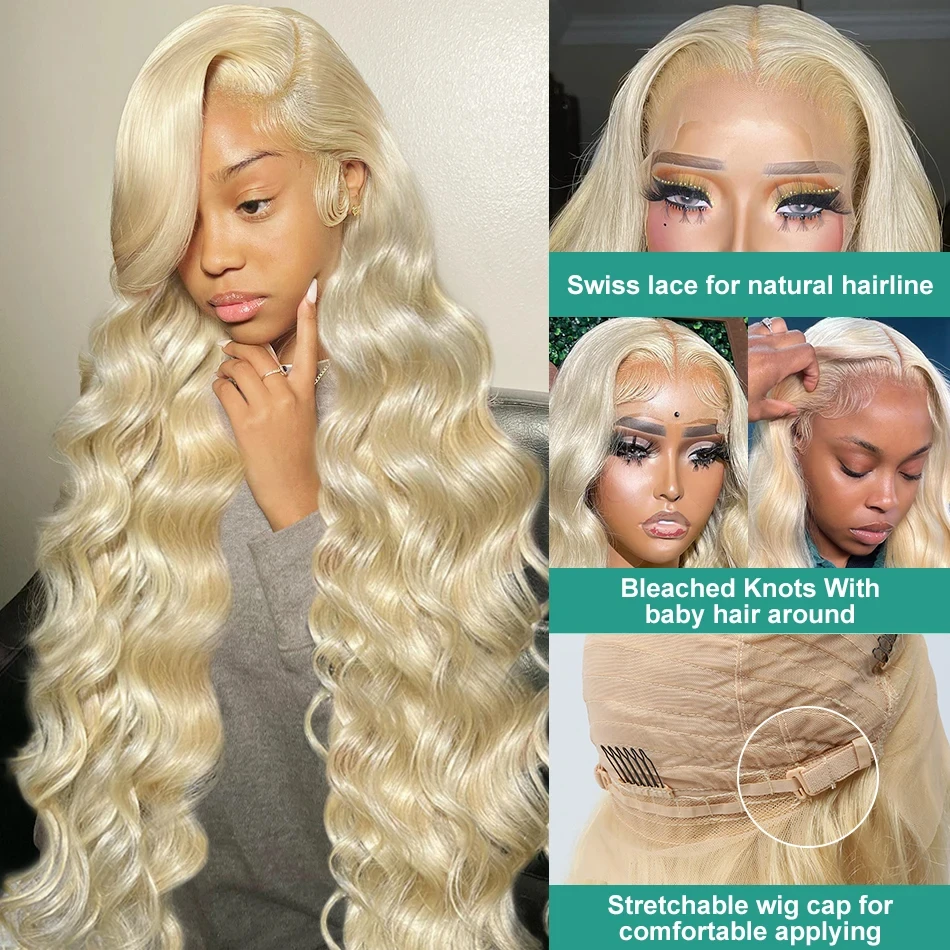 13x6 Cheap Wigs Human Hair 13x4  Transparent Lace Frontal Wig 613 Honey Blonde For Women Choice Body Wave 30 Inch Brazilian