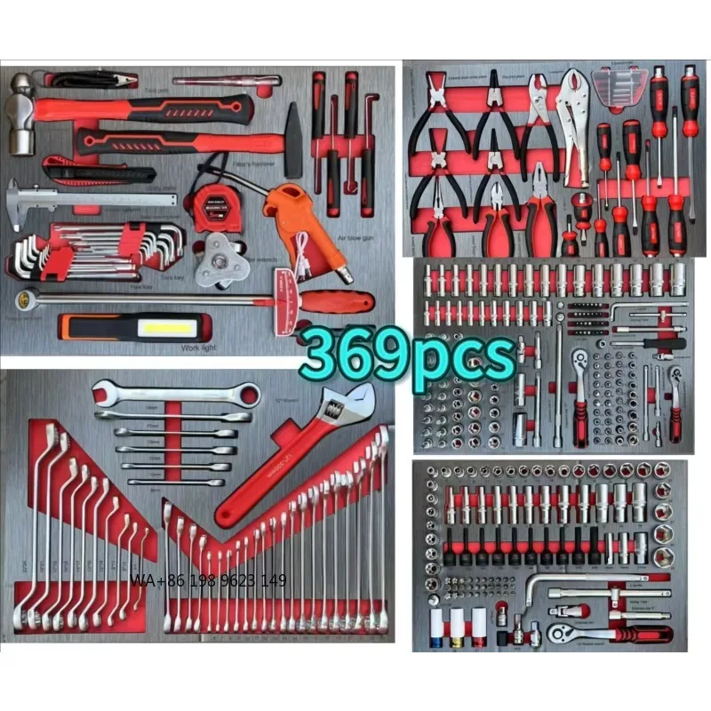 Heavy Duty 369-Piece Auto Repair Mechanical Tool Kit Drawer  Storage Case Portable Tool Set For Workshop Garage Car Repair