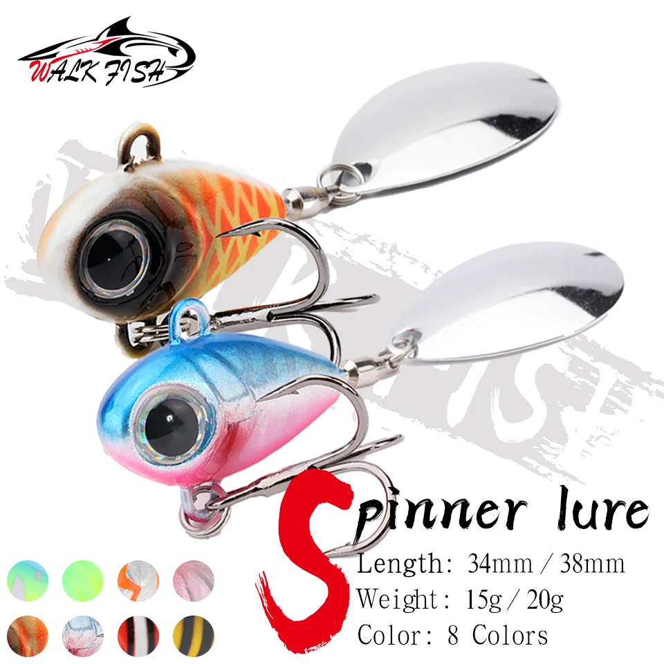 WALK FISH 1 Stück 15g 20g Spinner Angelköder Löffelköder Harter Köder Jig Vibrations-Pailletten Unterwasser-Rotationsköder Kleiner Zyklon