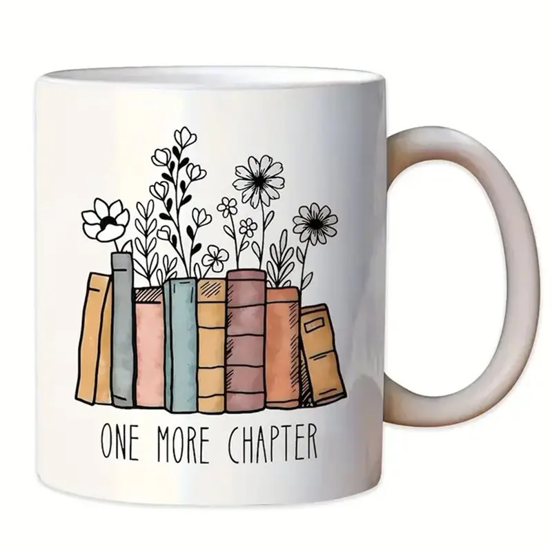 

ABFI Flower Pattern Coffee Mug Office Gift Set-A Double-Sided Design For Book Enthusiasts Lover