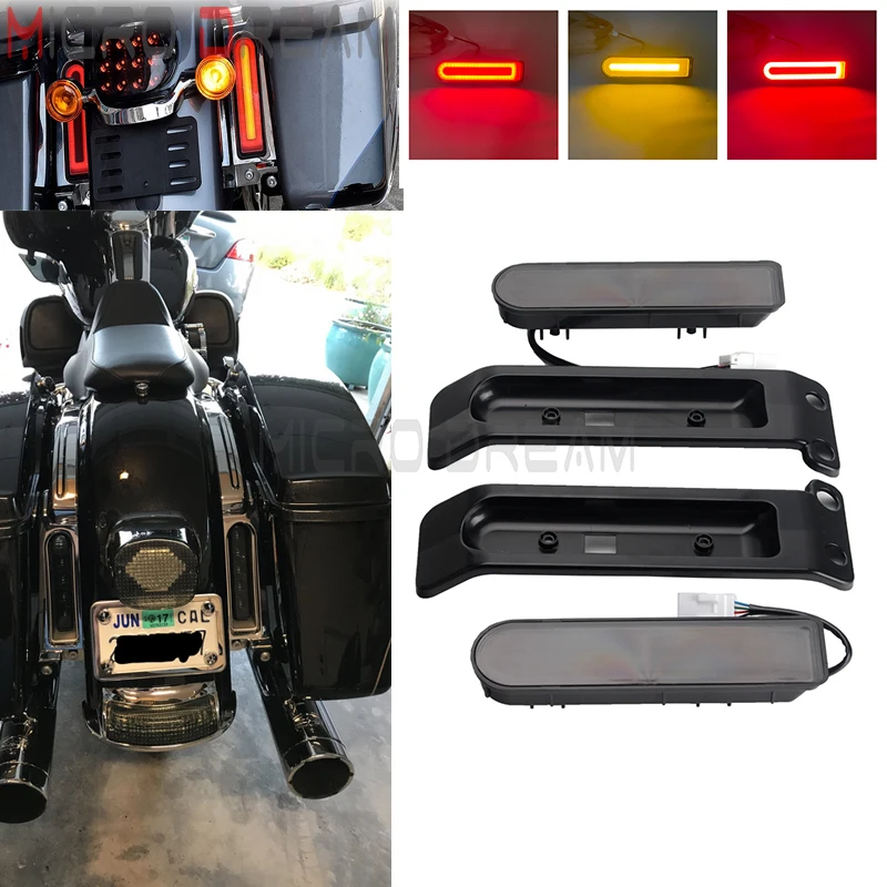 

Rear Fender Accent Saddlebag Filler Insert LED Lights Tail Turn Signal Lamp For Harley Touring Road King Electra Street Glide