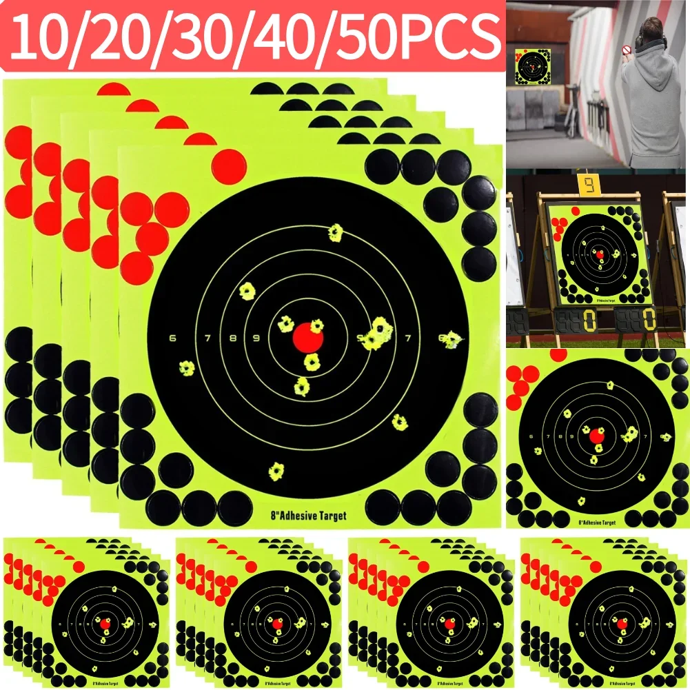 

10 PCS/Set 8 inch Fluorescent Splash Shooting Practice Target Stickers Training Target Paper Hunting Accessories A5