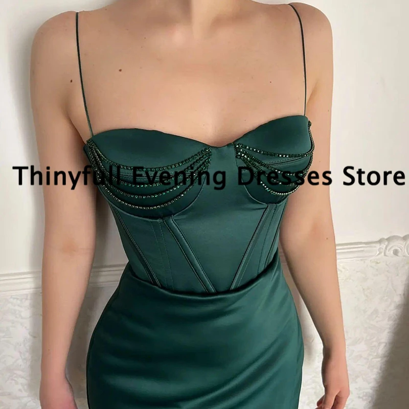 Thinyfull Sexy Mermaid Prom Dresses Spaghetti Straps Beadings abito da sera Arabia saudita Dubai Cocktail Party abiti taglia personalizzata