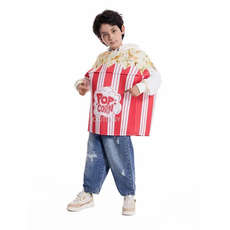 Popcorn Cosplay Performance Costume Unisex Child Kids Bucket Of Popcorn Costumes Halloween Carnival Party Stage Show Dress Up