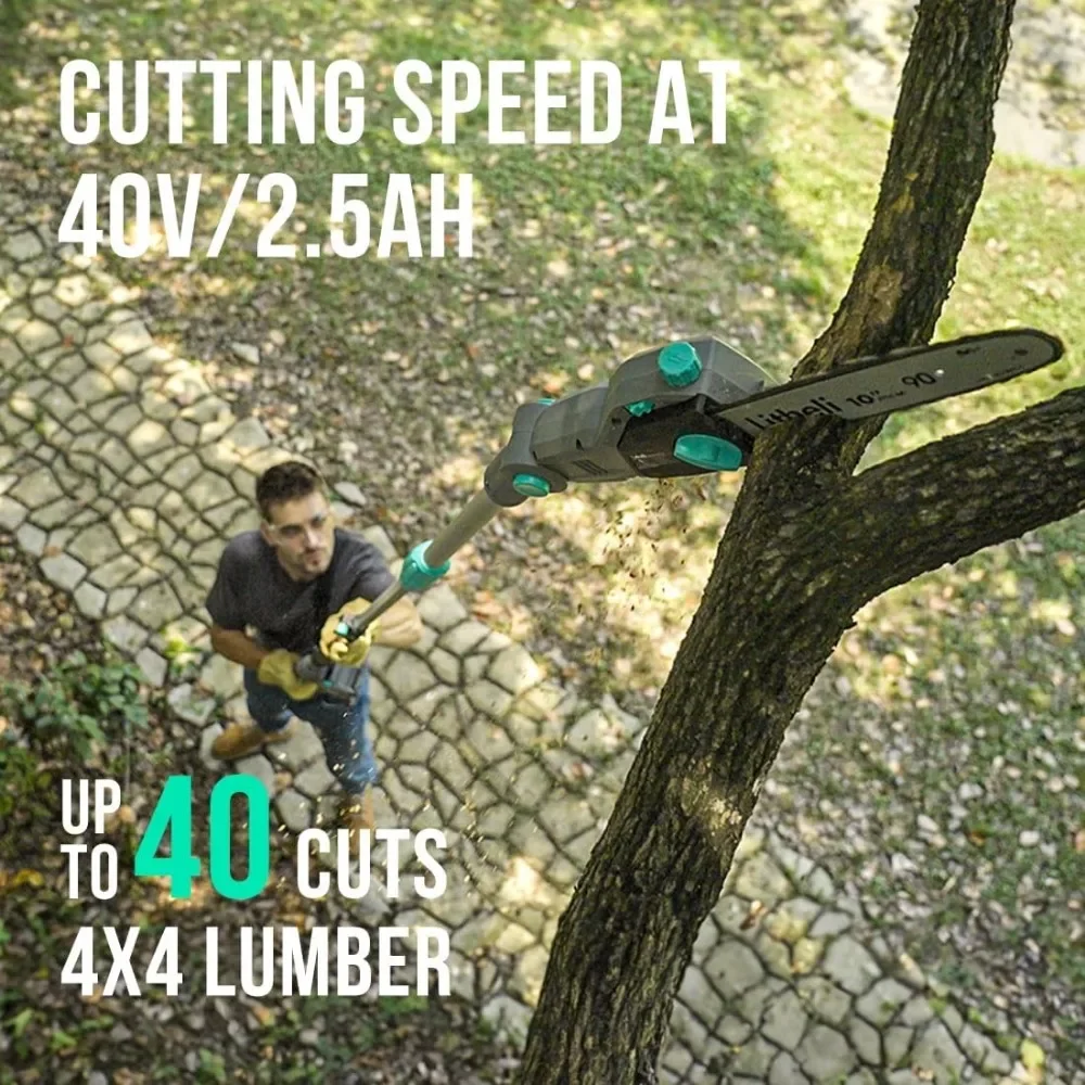 Cordless Pole Saw,10-Inch 40V Saws for Tree Trimming, Battery Saw Branch Cutting, Pruning, 2.5Ah & Charger Included