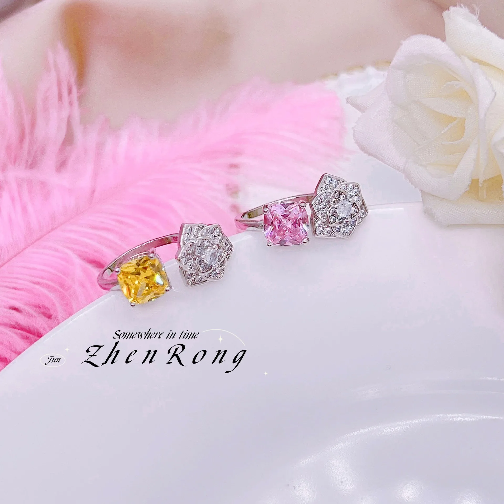 2023 New Arrival 925 Sterling Silver Water Drop Zircon Jewelry Set Female Luxury Wedding Engagement Flower Ring/Earring/Necklace