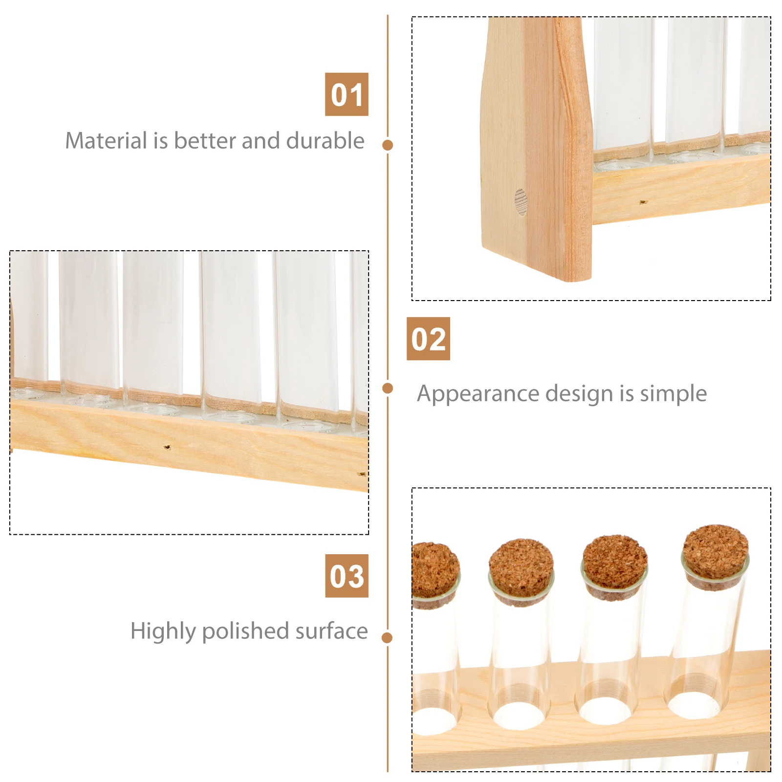 

Test Tube Rack Wooden Lab Holder Drying Stand Perfume Oil Glass Tubes Small Holes Anti Fall Corrosion Resistance Tidy Desk