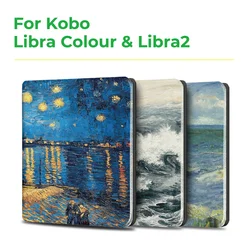 for Kobo Libra Colour and Kobo Libra2 Protective cover 7-inch Auto Sleep Wake function E-book Case with patterns