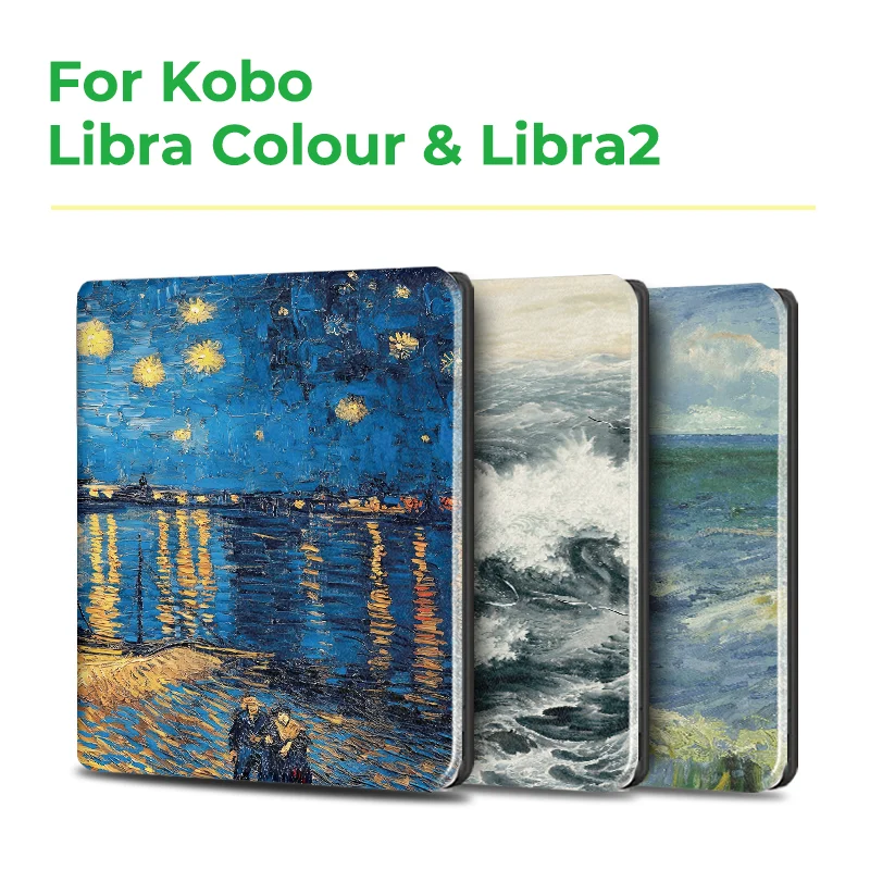 for Kobo Libra Colour and Kobo Libra2 Protective cover 7-inch Auto Sleep Wake function E-book Case with patterns
