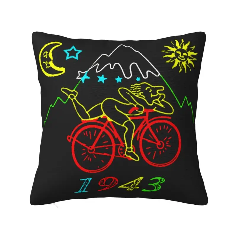 Custom Fashion Bicycle Day 1943 Trip Cushion Covers 45x45cm Soft Albert Hofmann LSD Throw Pillow Case for Sofa Square Pillowcase