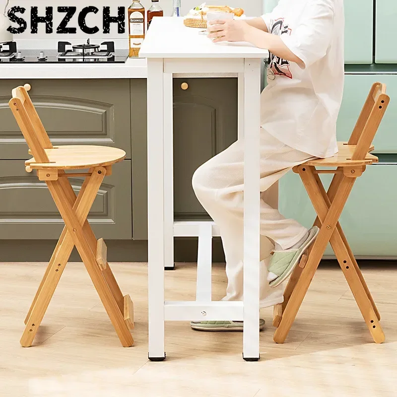 Simple Foldable Bar Chair High Stool with Backrest for Front Desk Living Room Home - Modern Sense Chair Stool