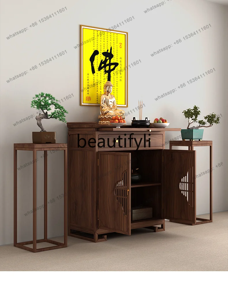 Factory DirectBuddhist niche new Chinese vertical cabinet solid wood table incense case household modern simple cabinet