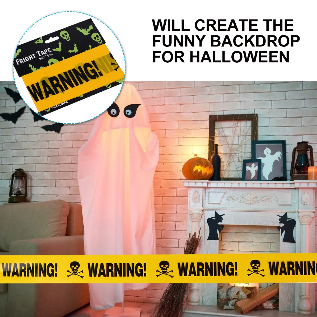 

2 шт. предупредительной изолирующей ленты для Хэллоуина, устойчивой к погодным условиям, для украшения вечеринок, мероприятий в домах с привидениями, Хэллоуин-ленты для ограждения