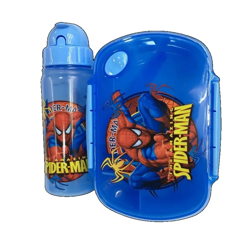 Marvel Spider Man Water Bottle Lunch Box Set Anime Cute Bento Box Portable Student Boys Girls Picnic Box Fresh Birthday Gifts