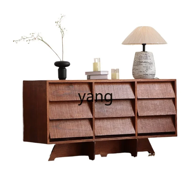 

LH retro style nine chest cabinet solid wood medieval dining side cabinet wabi sabi porch side cabinet
