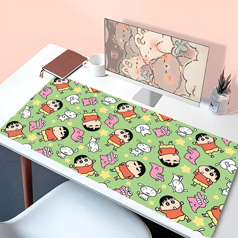 Mouse Pad Black And White Cartoon Mousepad Laptop Anime C-crayon HD Print Kawaii Keyboard Pad PC S-shin chan Extended Desk Mat