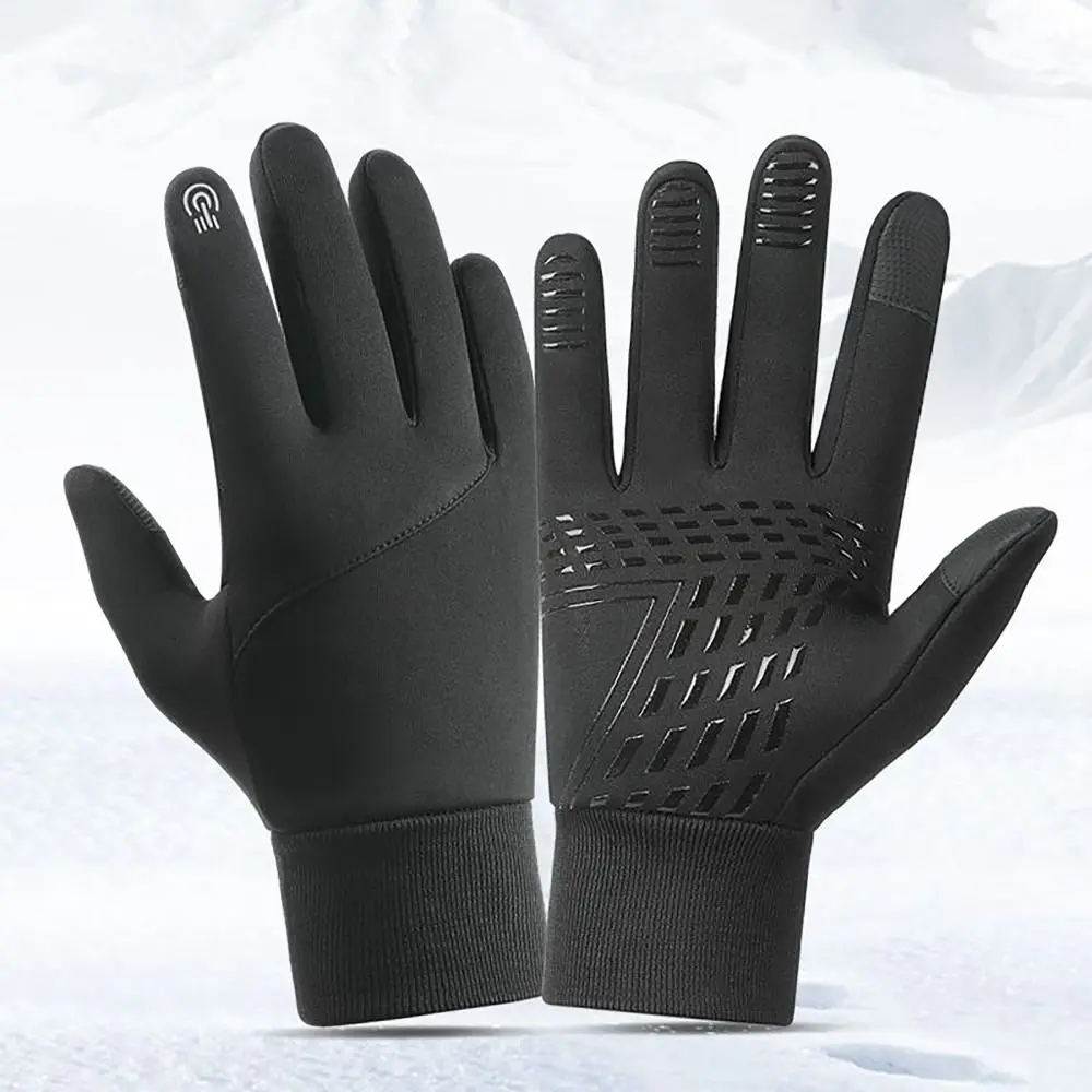 Warm M-XL Winter Gloves Sensitive Touch Non-Slip Cycling Gloves Winter Warm Zipper Fleecing Mittens For Winter Outdoor