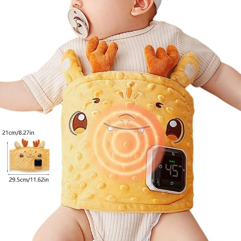 J15U حزام تسخين لتخفيف مغص الطفل مع حزام لف البطن مع 3 تروس لضبط درجة الحرارة و5 اهتزازات للراحة والسلام